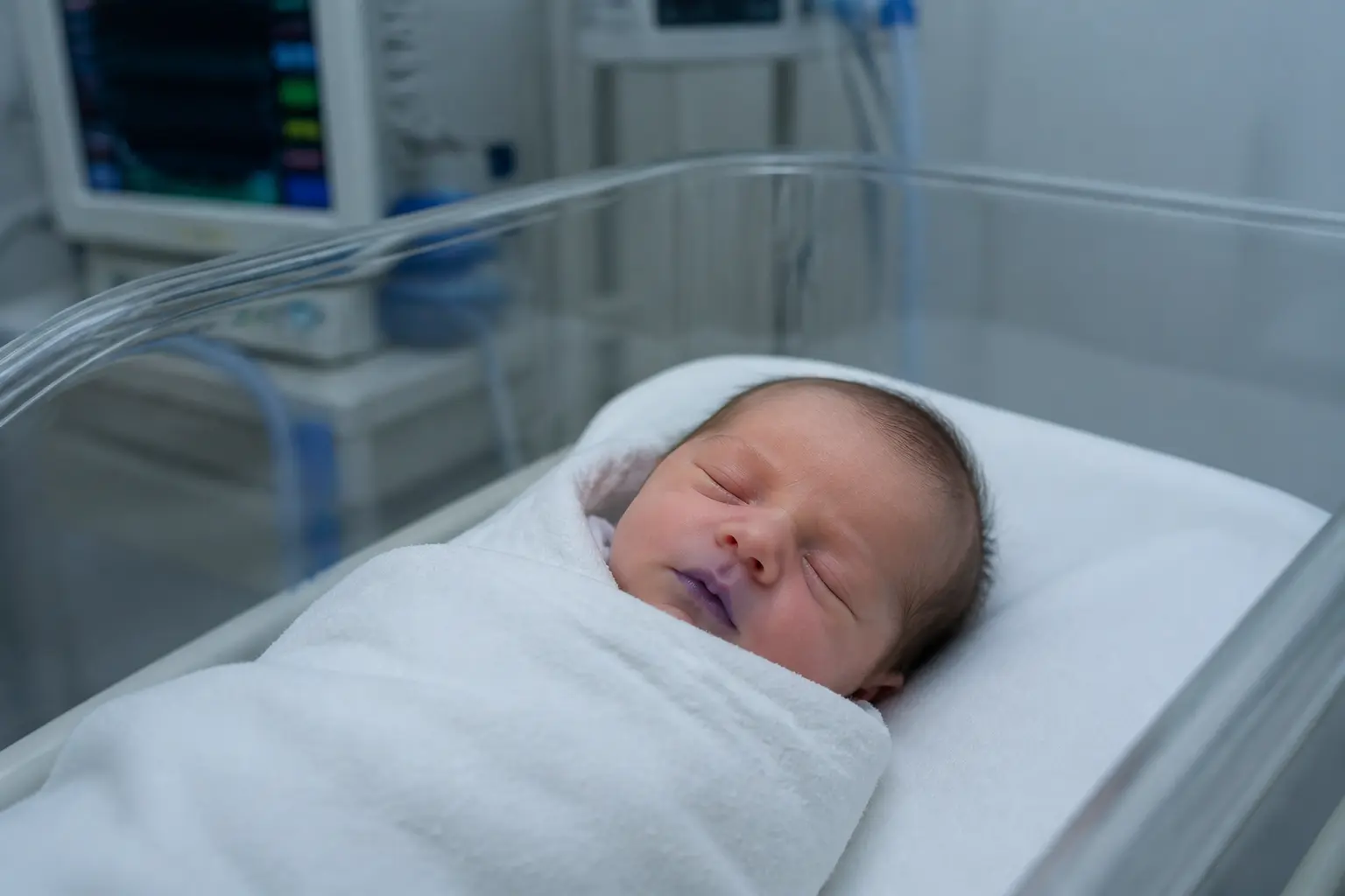 Новонароджений з ціанозом у лікарняному ліжечку