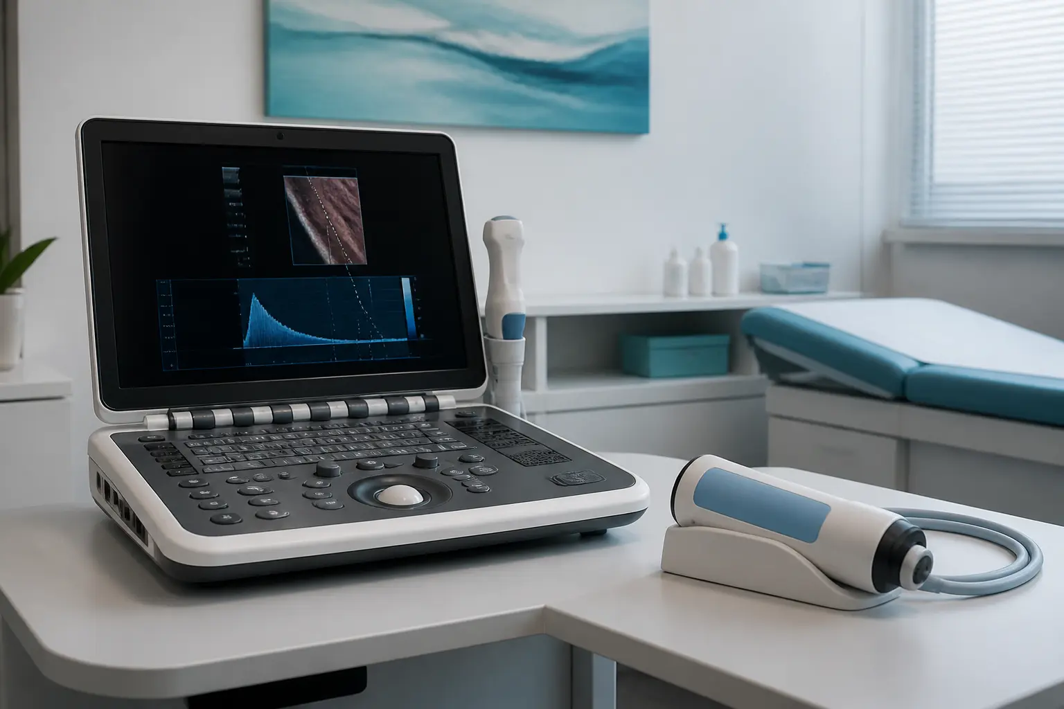Апарат FibroScan у світлому медичному кабінеті для неінвазивної діагностики фіброзу