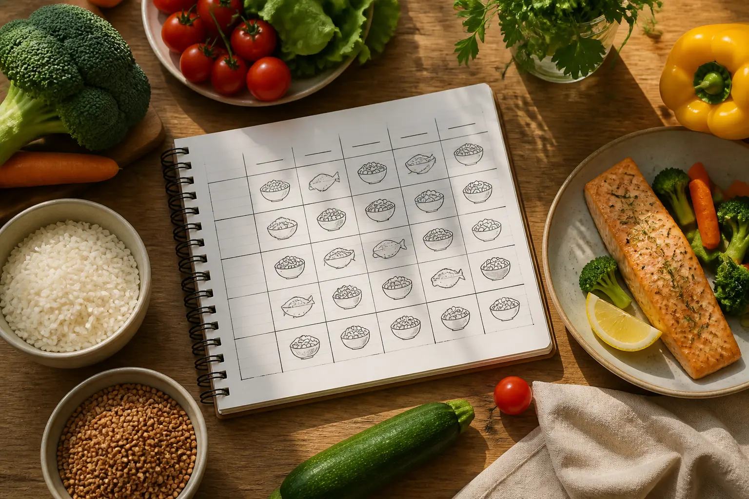 Записане меню з корисними продуктами