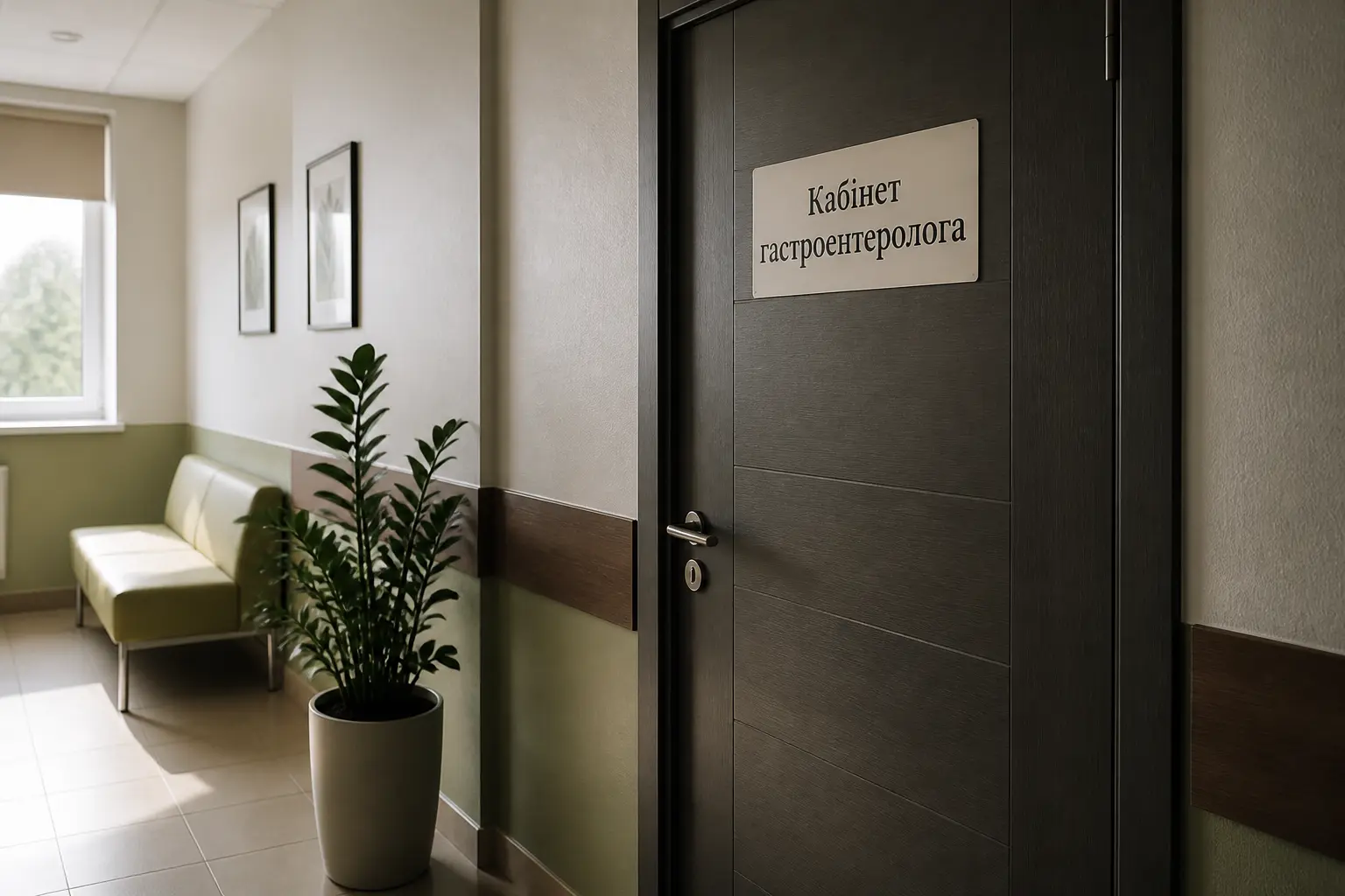 Коридор клініки з кабінетом гастроентеролога