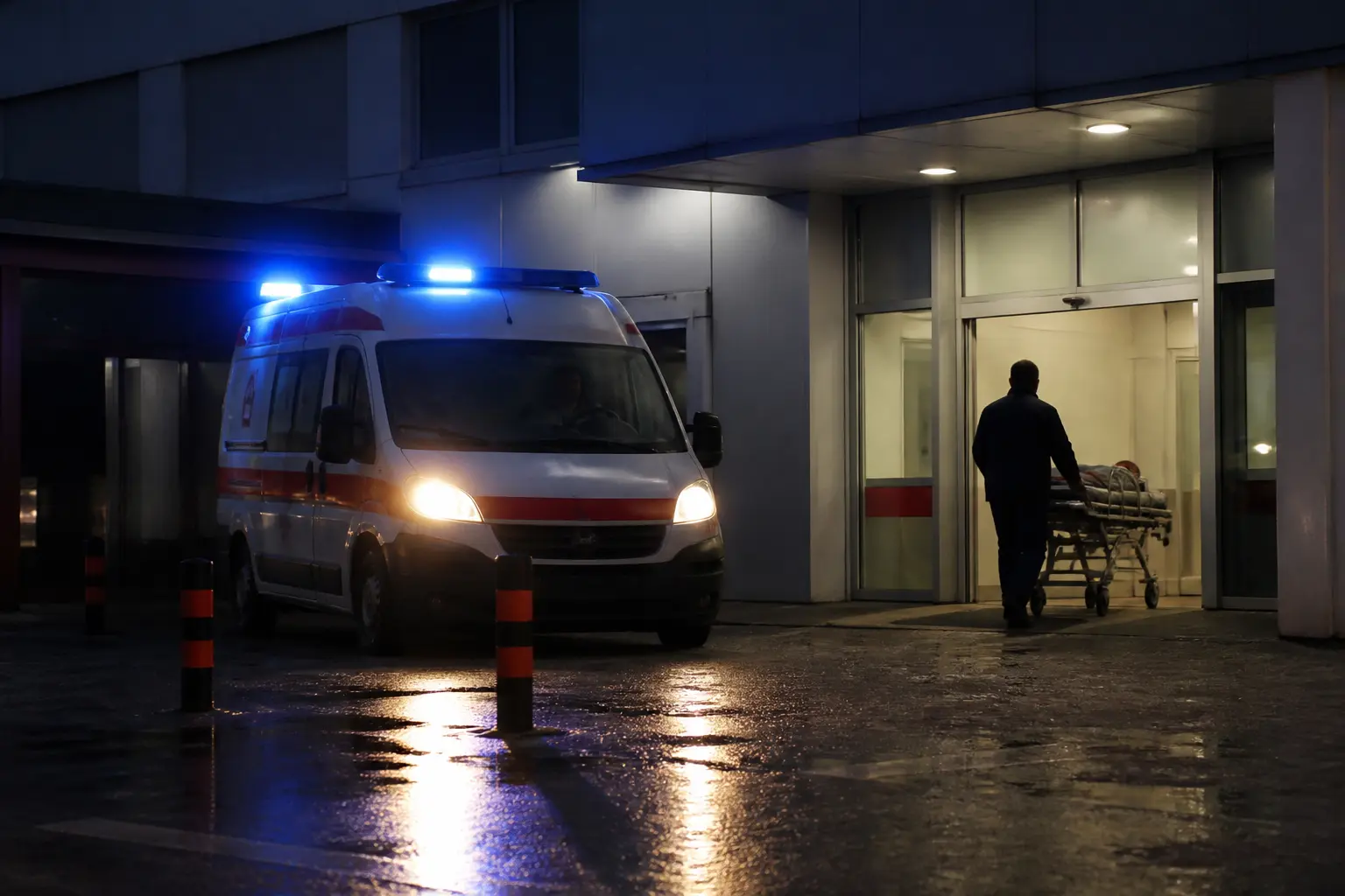 Автомобіль швидкої допомоги біля приймального відділення лікарні — невідкладна допомога при прободній виразці