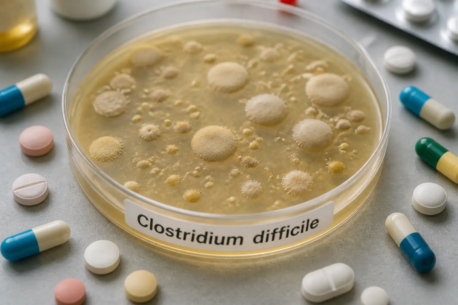 Бактерія Clostridium difficile на тлі антибіотиків