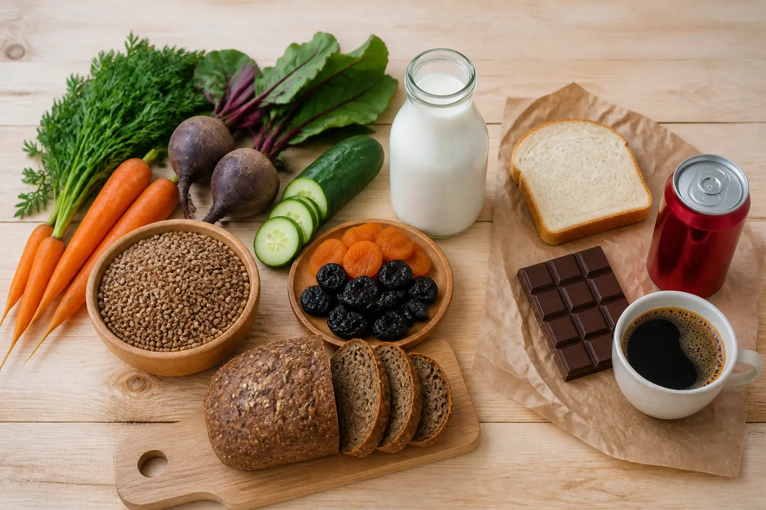 Порівняння дозволених і заборонених продуктів при спастичному запорі