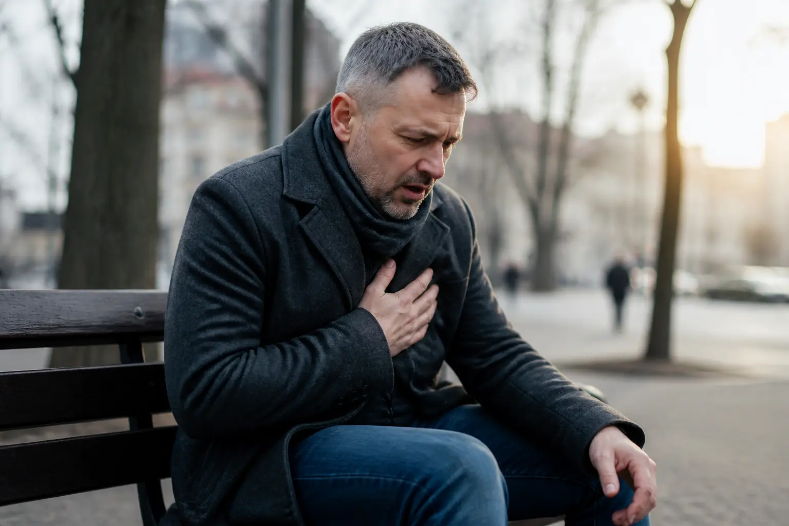 Чоловік із дискомфортом у грудях
