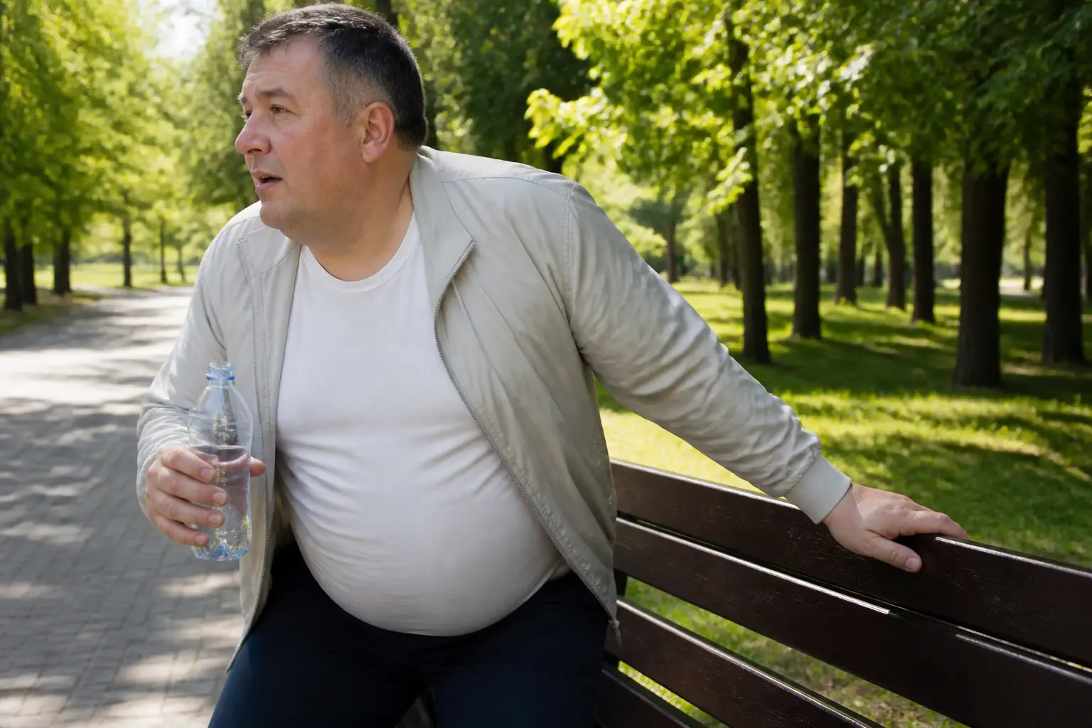 Чоловік із задишкою після ходьби — симптом ожиріння