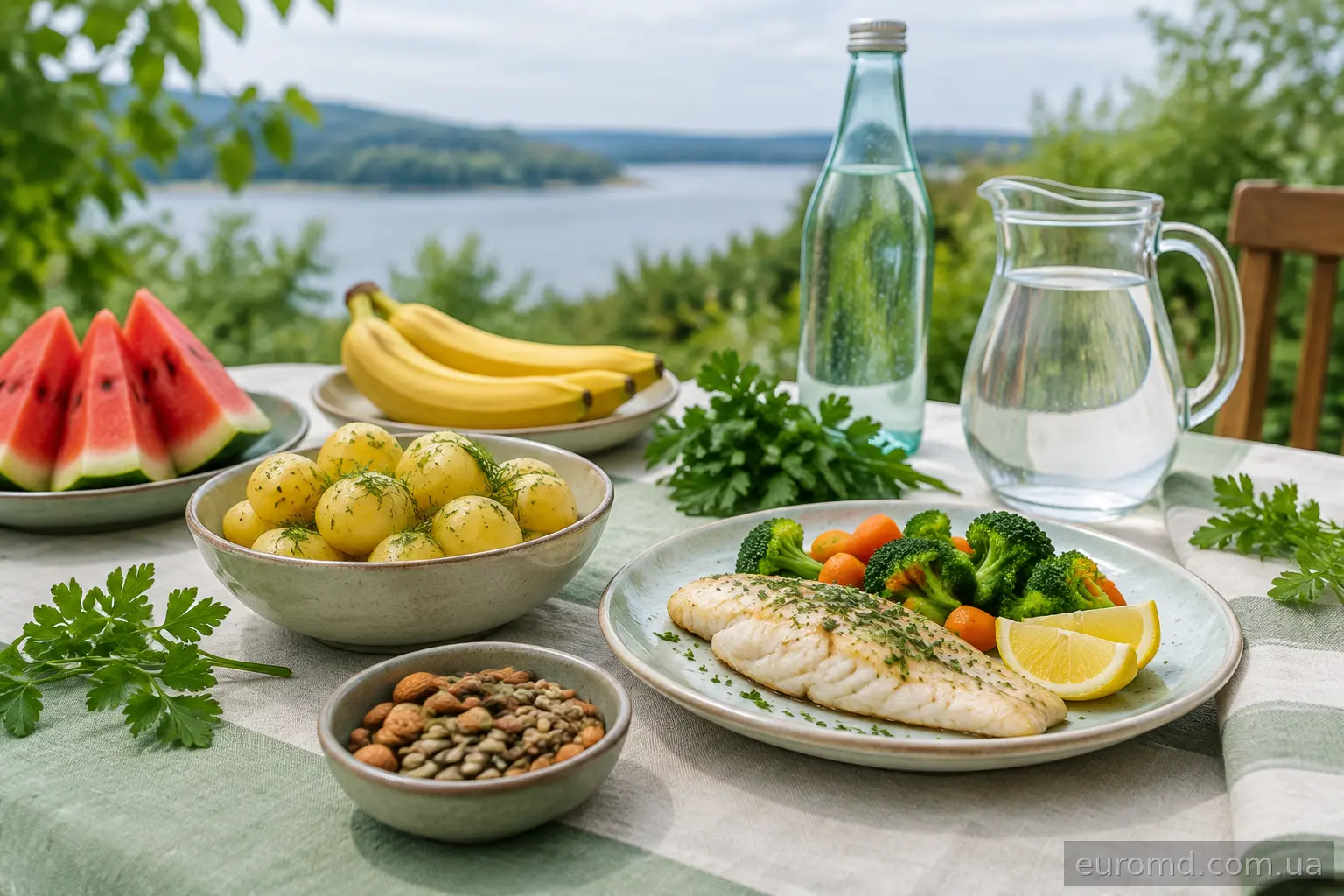 Стіл із продуктами, корисними при уратах у сечі