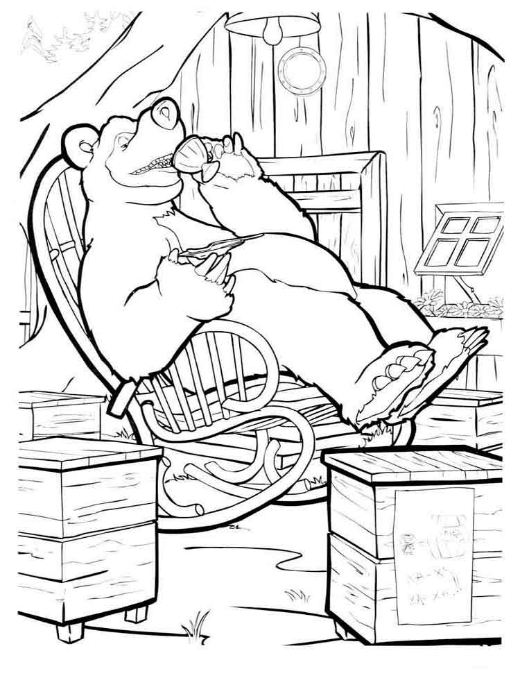 Розмальовка Маша і Ведмідь