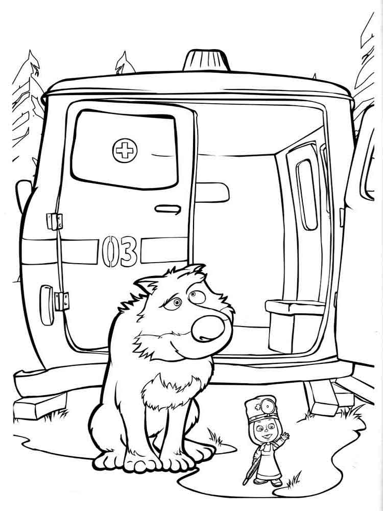 Розмальовка Маша і Ведмідь