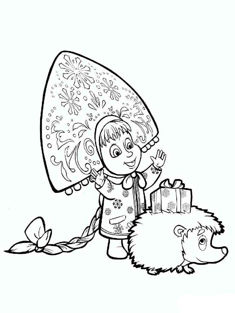 Розмальовка Маша і Ведмідь