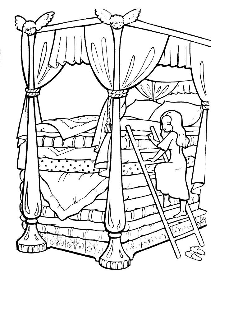 Розмальовки Принцеса на горошині