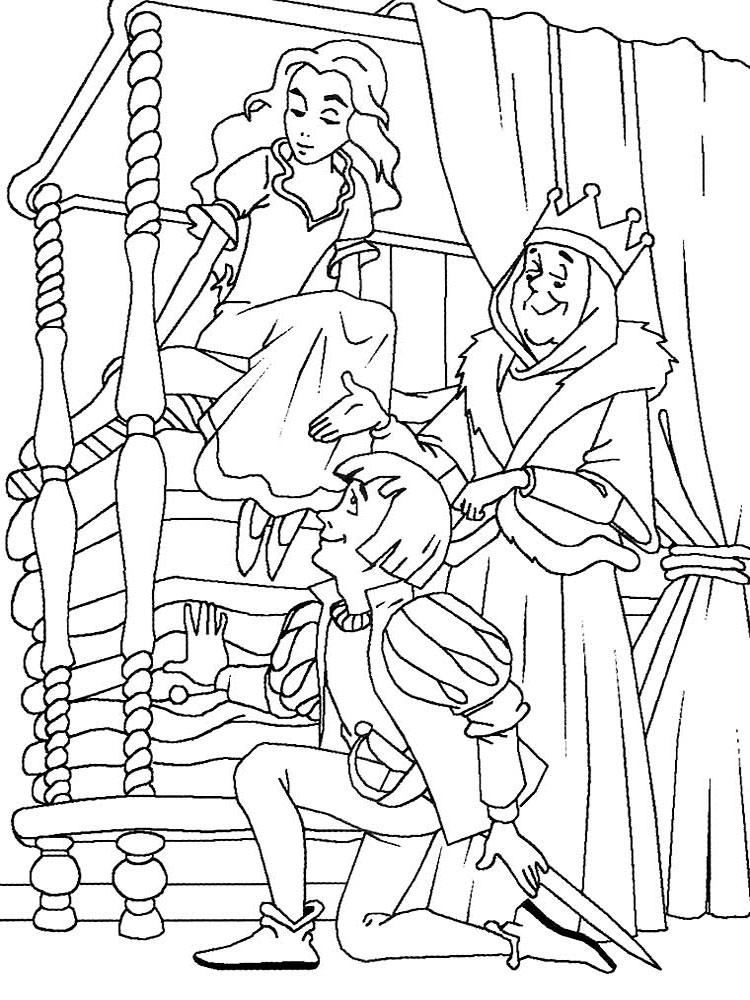 Розмальовки Принцеса на горошині