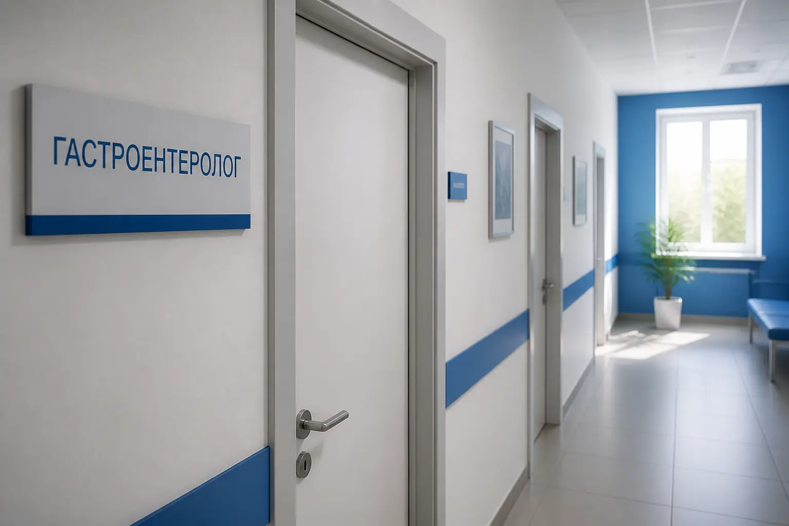 Коридор клініки з кабінетом гастроентеролога